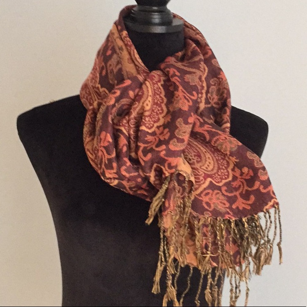 Huge Shawl of Deep Reds, Purples & Greens NWOT
